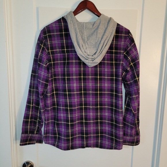 Plad Button-up Hoodie Sweater Shirt Large - Picture 8 of 9